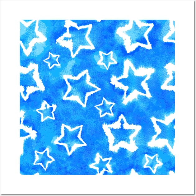 Blue Tie Dye Stars Wall Art by Carolina Díaz